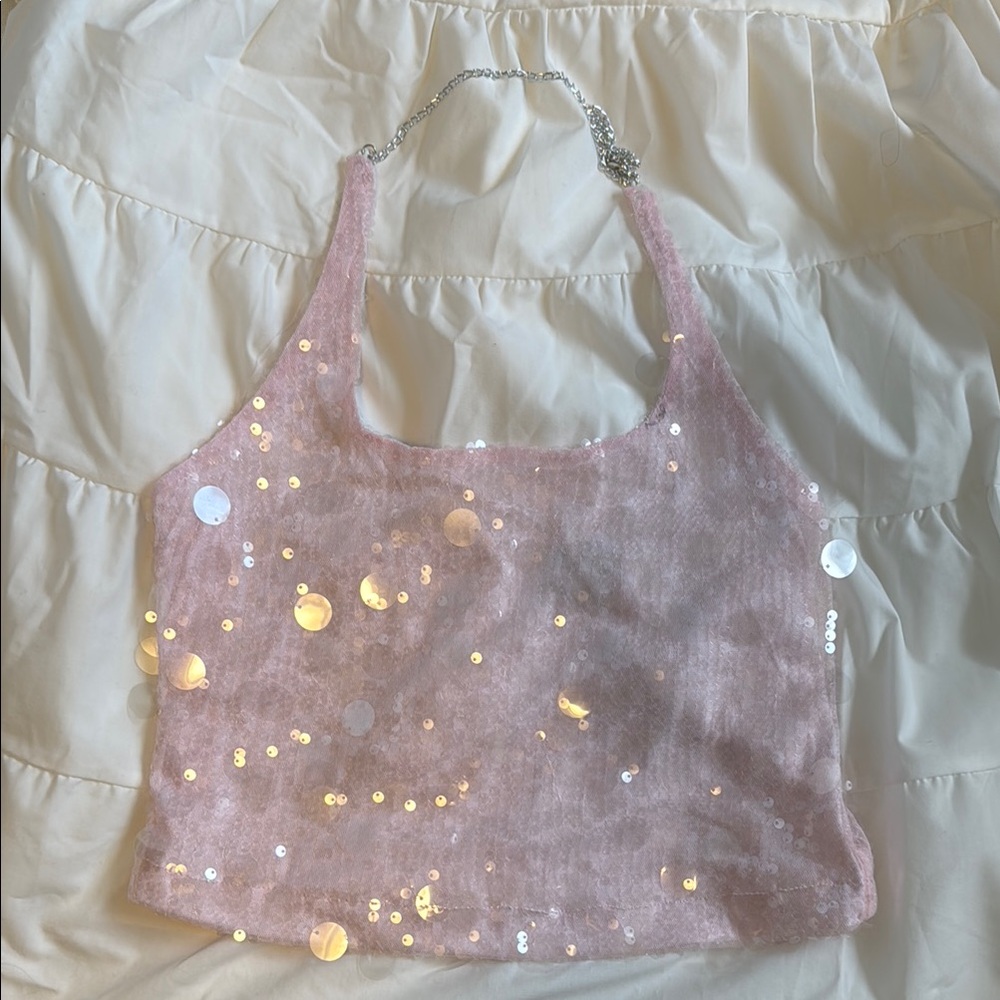 Pink Sequin Tank Top